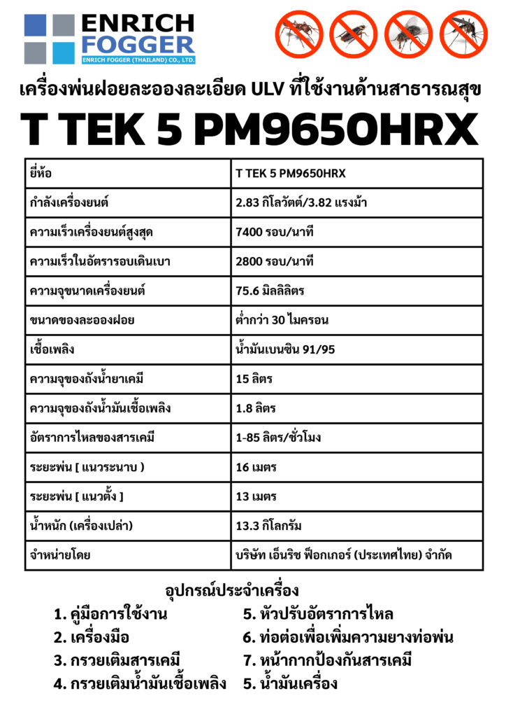 รายละเอียดสเปคเครื่องพ่นฝอยละอองละเอียด